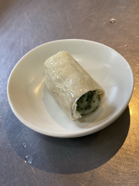 あおさと烏賊の湯葉巻き