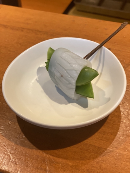 スナップエンドウのモンゴイカ巻き