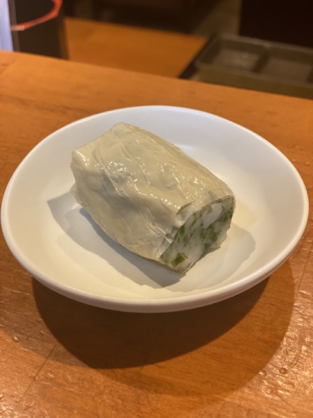 あおさと烏賊の湯葉巻き