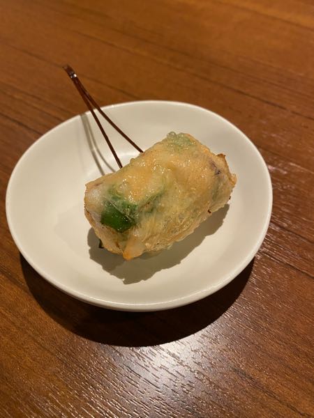 オクラとイカの湯葉巻き