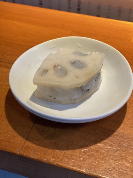 蓮根の海老しんじょう挟み揚げ