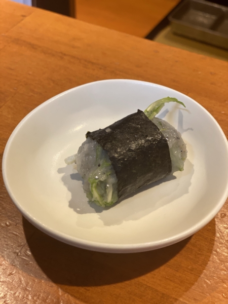 しらすしんじょうと水菜の磯辺揚げ